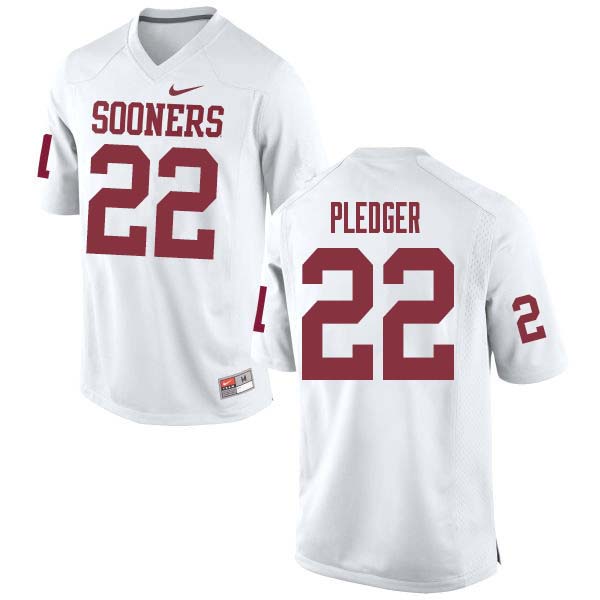 Men #22 T.J. Pledger Oklahoma Sooners College Football Jerseys Sale-White - Click Image to Close